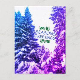 Frohe Festtage TREES LILA POSTCARD Postkarte