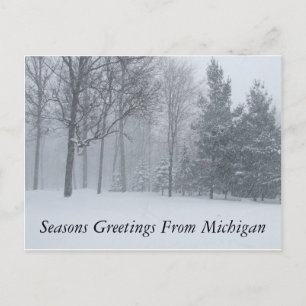 Frohe Festtage von Michigan Winter Snow Postca Feiertagspostkarte
