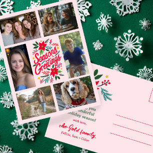FROHE FESTTAGE Weihnachten CUSTOM 6 FOTO Urlaub Postkarte