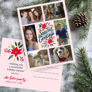 FROHE FESTTAGE Weihnachten CUSTOM 6 FOTO Urlaub Postkarte