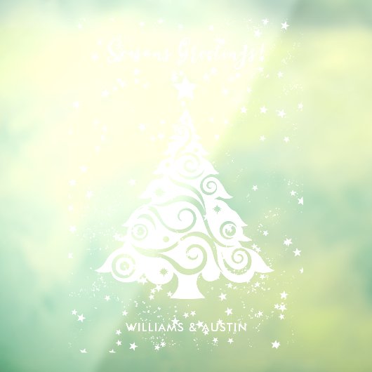 Frohe Festtage Weihnachtsbaum mit Sternschnee Fensteraufkleber (Blatt 3)