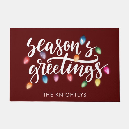 Frohe Festtage Weihnachtsbeleuchtung Name Rot Fußmatte (Vorderseite)