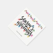 Frohe Festtage Weihnachtsleuchten Name Serviette (Ecke)