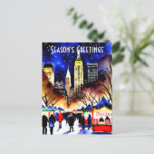 Frohe Festtage Weihnachtsmarkt New York Postkarte (Stehend Vorderseite)