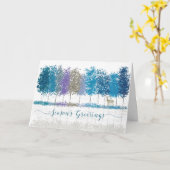 Frohe Festtage Winterbäume und einsames Hirsch Karte (Gelbe Blume)