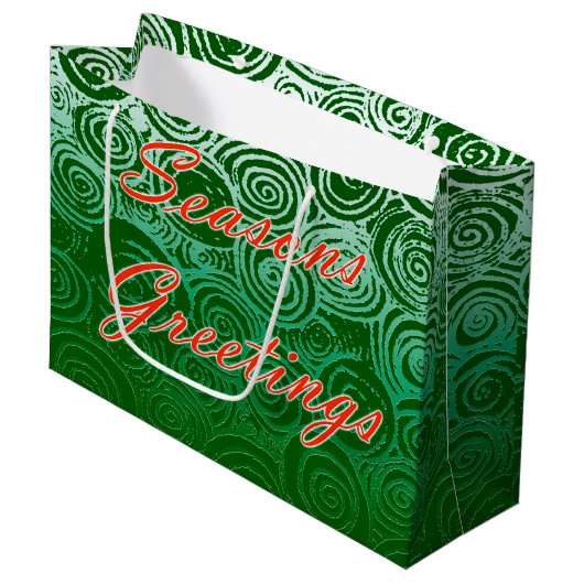 Frohe Festtage Wirbel Große Geschenktüte (Vorderseite Schrägansicht)