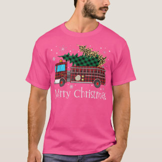 Frohe Feuerwehr Weihnachtsbaum Feuerstruck Buffal T-Shirt