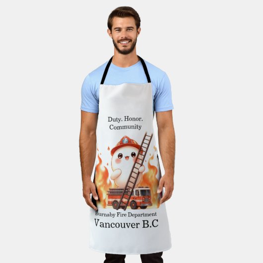 Frohe Feuerwehrfrau bei hellen Flammen Schürze (Getragen)