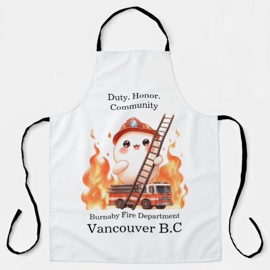 Frohe Feuerwehrfrau bei hellen Flammen Schürze (Vorderseite)
