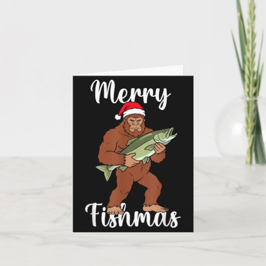 Frohe Fisch-Weihnachten Bigfoot Angeln Lustiger Sa Karte (Vorderseite)