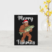Frohe Fisch-Weihnachten Bigfoot Angeln Lustiger Sa Karte (Gelbe Blume)
