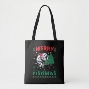 Frohe Fisch-Weihnachten Fisch Angel-Vater Fischer  Tasche