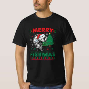 Frohe Fisch-Weihnachten Fisch-Angeln Vater Fischer T-Shirt