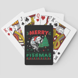 Frohe Fisch-Weihnachten Fisch Angelvater Fischer W Spielkarten