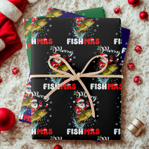 Frohe Fisch-Weihnachten Geschenkpapier, Fisch Ange Geschenkpapier Set