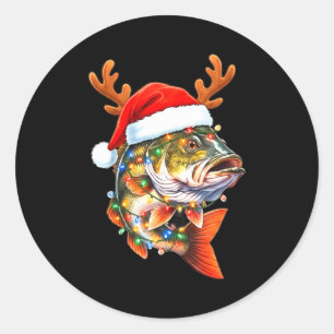 Frohe Fisch-Weihnachten Lustige B Angeln Weihnacht Runder Aufkleber