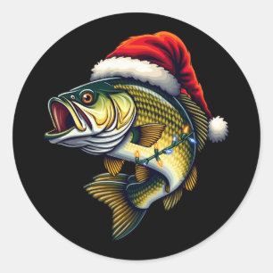 Frohe Fisch-Weihnachten Santa-Angler Geschenk Lust Runder Aufkleber