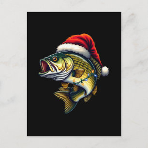 Frohe Fisch-Weihnachten Santa-Angler Liebhaber Lus Feiertagspostkarte