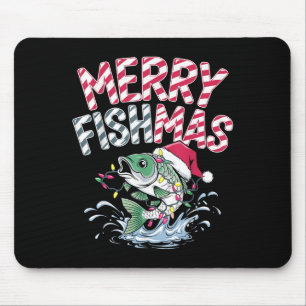 Frohe Fisch-Weihnachten Santa Angler Liebhaber Lus Mousepad