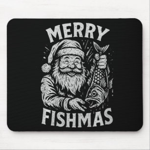 Frohe Fisch-Weihnachten Vintage Weihnachtsmann Ang Mousepad