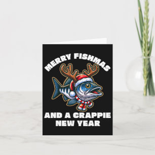 Frohe Fischmassen und ein Crappie Neujahr Fischen Karte