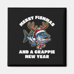 Frohe Fischmassen und ein Crappie Neujahr Fischen Magnet