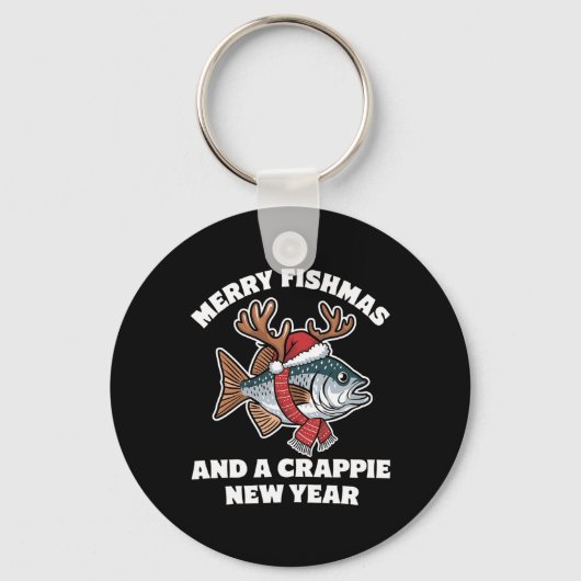 Frohe Fischmassen und ein Crappie-Neujahr Fischen  Schlüsselanhänger (Vorderseite)