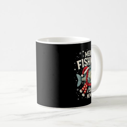 Frohe Fischmassen und eine Crappie Neujahr Funny F Kaffeetasse (VorderseiteRechts)
