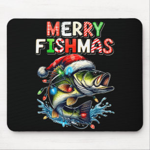 Frohe Fischweihnachten Santa Angler Liebhaber Lust Mousepad