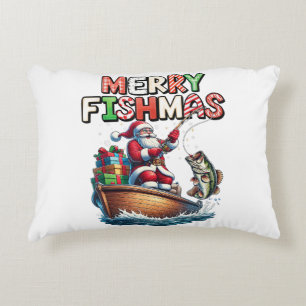 Frohe Fischweihnachten Santa Anglerlustige Lustige Dekokissen