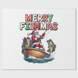 Frohe Fischweihnachten Santa Anglerlustige Lustige Geschenkpapier