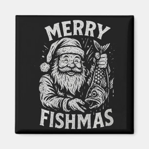 Frohe Fischweihnachten Vintage Weihnachtsmann Ange Magnet