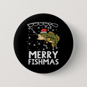 Frohe Fishmas Fisch Fischen Weihnachten Vater Männ Button
