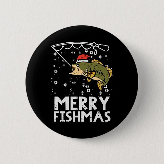 Frohe Fishmas Fisch Fischen Weihnachten Vater Männ Button (Vorderseite)