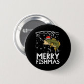 Frohe Fishmas Fisch Fischen Weihnachten Vater Männ Button (Vorne & Hinten)