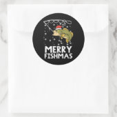 Frohe Fishmas Fisch Fischen Weihnachten Vater Männ Runder Aufkleber (Tasche)