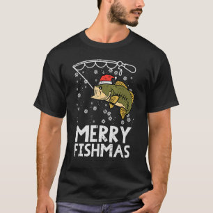 Frohe Fishmas Fisch Fischen Weihnachten Vater Männ T-Shirt