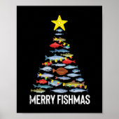 Frohe Fishmas Funny Fish Weihnachtsangeln Weihnach Poster (Vorne)