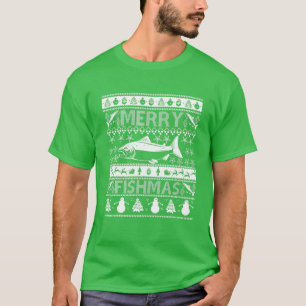 Frohe Fishmas hässlich Sweater für Bass Fishing Va T-Shirt
