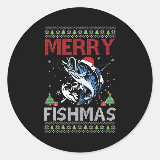 Frohe Fishmas hässliche Weihnachtsfische Geschenk  Runder Aufkleber (Vorderseite)