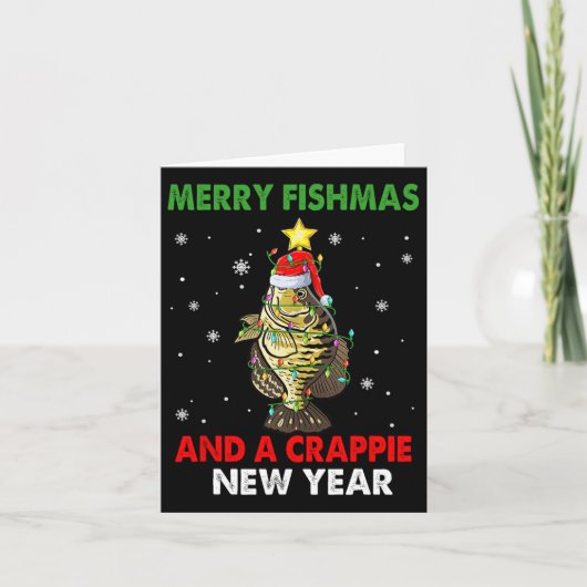 Frohe Fishmas und ein Crappie Neujahr Funny Karte (Vorderseite)