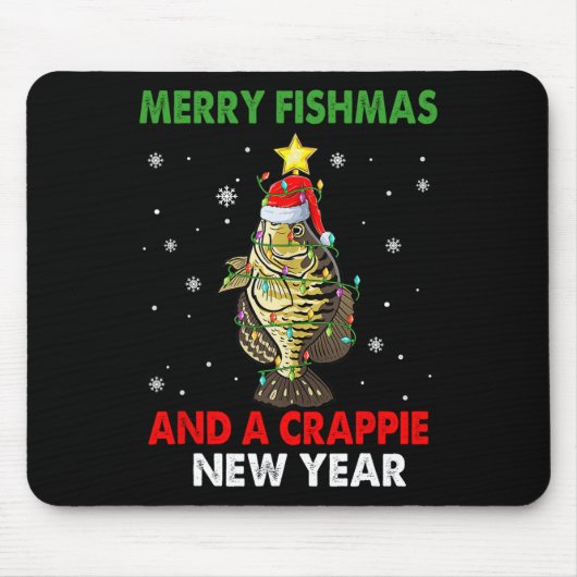 Frohe Fishmas und ein Crappie Neujahr Funny Mousepad (Vorne)