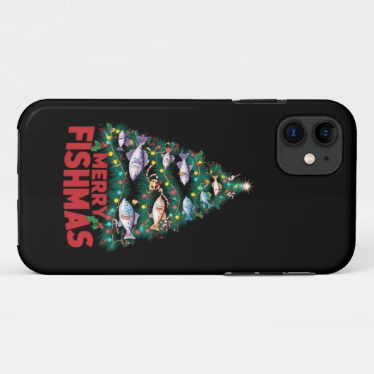Frohe Fishmas Weihnachtsbaum Lights Fish Angeln Case-Mate iPhone Hülle (Rückseite (Horizontal))