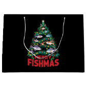 Frohe Fishmas Weihnachtsbaum Lights Fish Angeln Große Geschenktüte (Vorderseite)