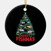 Frohe Fishmas Weihnachtsbaum Lights Fish Angeln Keramik Ornament (Vorne)