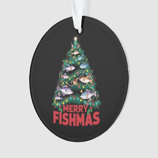 Frohe Fishmas Weihnachtsbaum Lights Fish Angeln Ornament (Vorderseite)