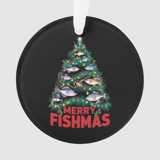 Frohe Fishmas Weihnachtsbaum Lights Fish Angeln Ornament (Vorderseite)