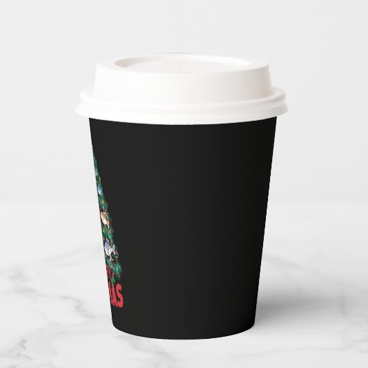 Frohe Fishmas Weihnachtsbaum Lights Fish Angeln Pappbecher (Links)