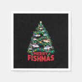 Frohe Fishmas Weihnachtsbaum Lights Fish Angeln Serviette (Vorderseite)