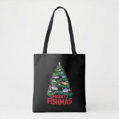 Frohe Fishmas Weihnachtsbaum Lights Fish Angeln Tasche (Vorderseite)